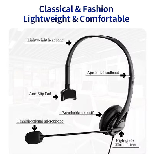 Micro-Casque USB Mono Avec Micro Apprentissage & Appels (SY490MV)